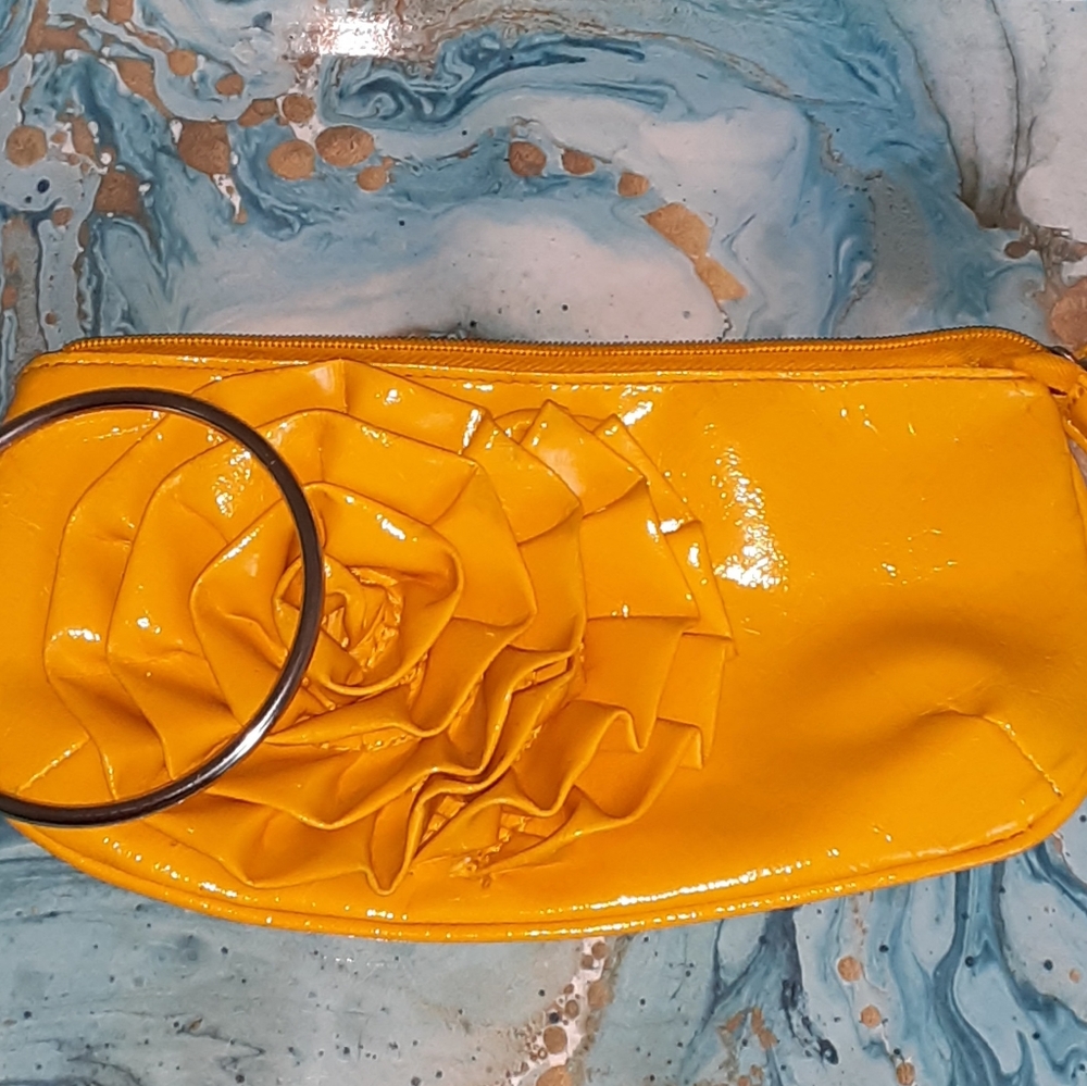 Chateau Faux Leather Rose Wristlet Clutch Purse